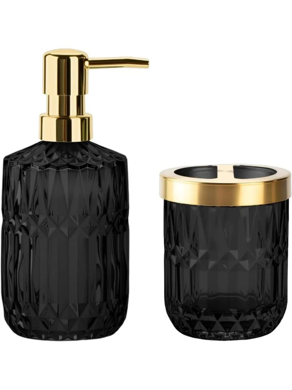Modern Glass Bathroom Accessories Set - 2PCS Toothbrush Holder & Soap Dispenser
